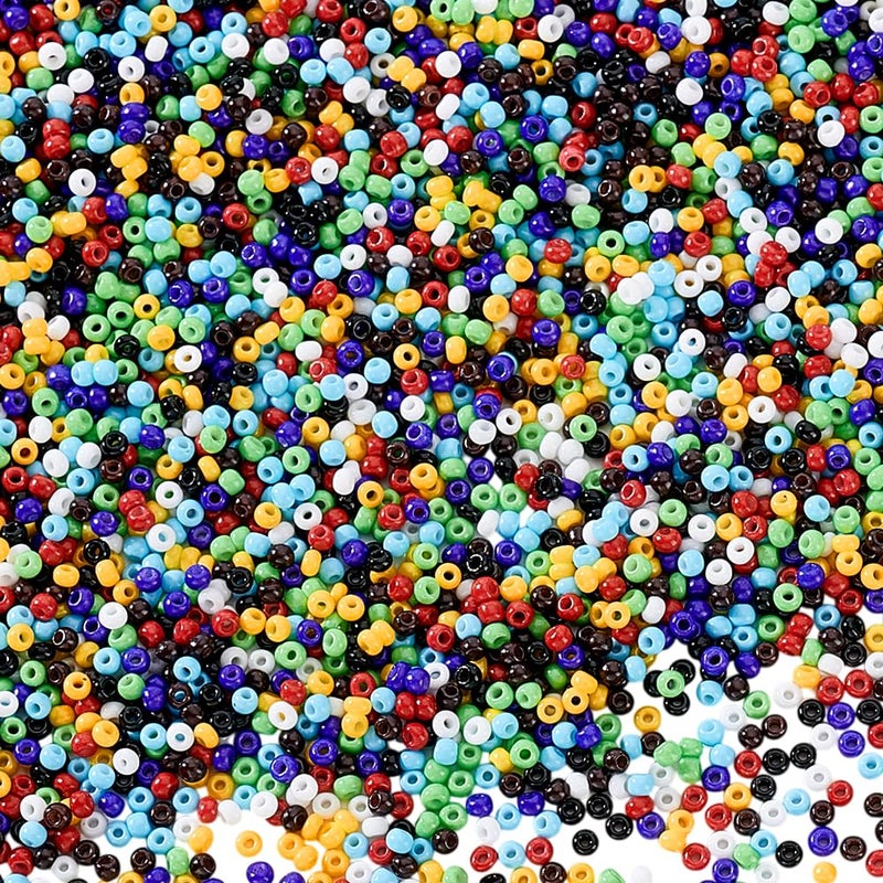 PH PandaHall 6000 Pcs 11/0 Glass Seed Beads, 2mm Seed Beads Mixed Colors Round Waist Bead Mini Spacer Bead for Earring Choker Bracelet Neckalce Waist Chain Jewelry DIY Crafts Making - Image 1